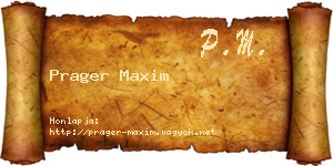 Prager Maxim névjegykártya